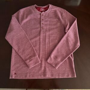 UntuckIt Urey Henley  Men's Size Large Red Heathered Popover Shirt